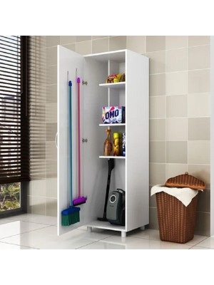 Aden Home Beyaz Banyo Dolabı, Banyo Düzenleyici, Çamaşır Makinesi Boy Dolabı, %100 Mdf, MBNY11