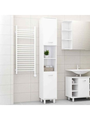 Aden Home Beyaz Banyo Dolabı, Banyo Düzenleyici, Çamaşır Makinesi Boy Dolabı, %100 Mdf, MBNY16