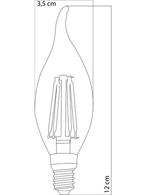 E14 LED FİLAMANLI RUSTIK AMPUL T35 ŞEFFAF KIVRIK 6W 6500K Beyaz Işık ERD-94