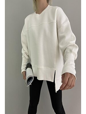 Dilvin Bisiklet Yaka Oversize Sweat