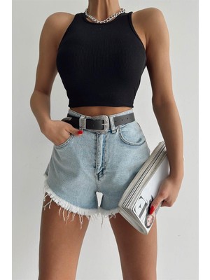 MyLove Fitilli Crop Atlet Siyah