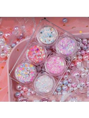 Hb Tasarım Glitter Simli Jel Far Simli Yüz ve Vücut Simi 6 Lı Set