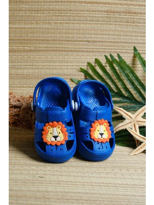 Oksit Lili Kaydırmaz Tabanlı Aslan Figürlü Çocuk Sandalet Terlik