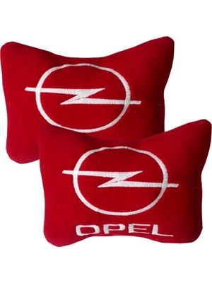 Tusba Market Opel Uyumlu Nakışlı Kırmızı Polar Ortopedik Seyahat Boyun Yastık