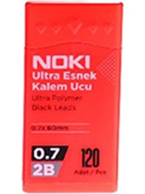 Noki Kalem Ucu Ultra Esnek 0.7mm 2b Siyah 120'LI Mercan 1 Adet 0,7 Uç 120LI Tüp Esnek Yumuşak Yazım 0.7X60MM