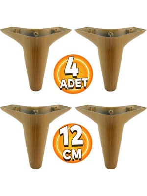 Badem10 Aspen Lüks Mobilya Kanepe Koltuk Tv Ünitesi Baza Ayağı Ayakları 12 Cm Koyu Kahverengi 4 Adet