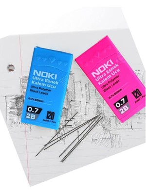 Noki Kalem Ucu Ultra Esnek 0.7mm 2b Siyah 120'LI Pembe 1 Adet 0,7 Uç 120LI Tüp Esnek Yumuşak Yazım 0.7X60MM