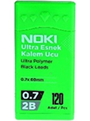 Noki Kalem Ucu Ultra Esnek 0.7mm 2b Siyah 120'LI Yeşil 1 Adet 0,7 Uç 120LI Tüp Esnek Yumuşak Yazım 0.7X60MM