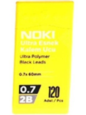 Noki Kalem Ucu Ultra Esnek 0.7mm 2b Siyah 120'LI Sarı 1 Adet 0,7 Uç 120LI Tüp Esnek Yumuşak Yazım 0.7X60MM