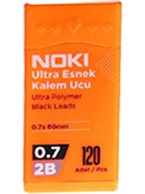 Noki Kalem Ucu Ultra Esnek 0.7mm 2b Siyah 120'LI Turuncu 1 Adet 0,7 Uç 120LI Tüp Esnek Yumuşak Yazım 0.7X60MM