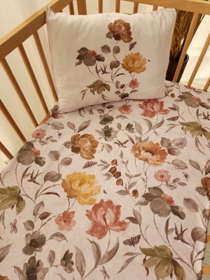 Keby %100 Organik Pamuk Saten Lastikli Çarşaf Set 70×130/20 - Flower