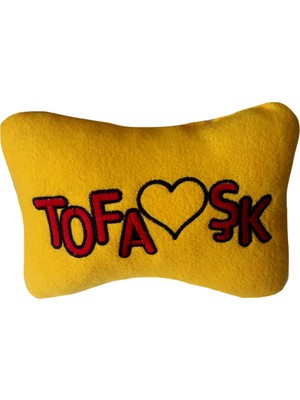 Tusba Market Tofaşk Polar Ortopedik Araç Seyahat Nakışlı Sarı Boyun Yastığı / Tekli
