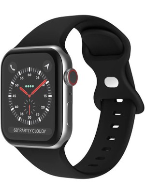 Wozlo Apple Watch 1, 2, 3, 4, 5, 6, 7, 8, Se Silikon Kordon Kayış - S-M Beden 38/40/41MM - Siyah