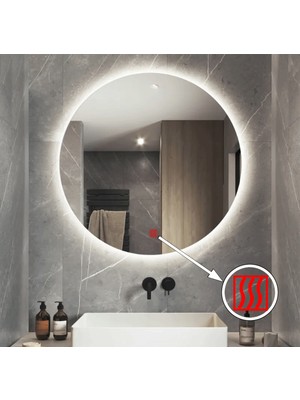 Buğusan 60 cm Çap Buğu Çözücülü Dokunmatik Işıklı Ledli Yuvarlak Banyo Aynası