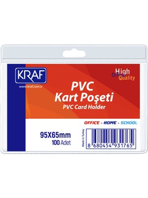 Kraf Pvc Kart Poşeti Yatay 95X65 mm 100'LÜ Paket