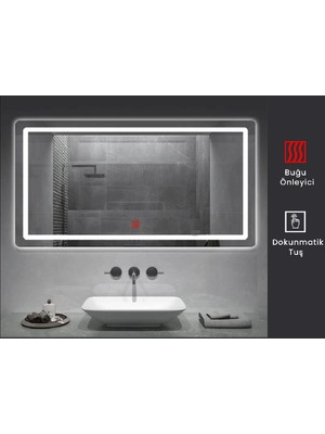 Buğusan 70X100 cm Buğu Çözücülü Kumlamalı Banyo Aynası