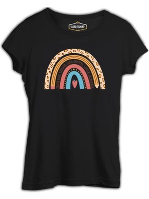 Lord T-Shirt Teacher Rainbow Siyah Kadın Tshirt