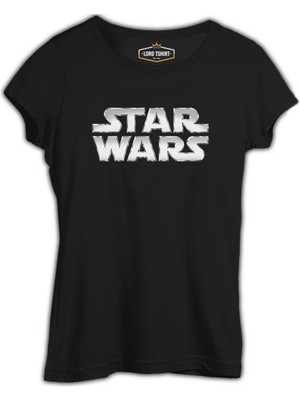 Lord T-Shirt Star Wars - Logo Metalik Siyah Kadın Tshirt