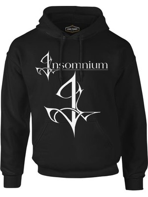Lord T-Shirt Imsomnium - I Logo Siyah Erkek Fermuarsız Kapşonlu