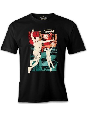 Lord T-Shirt Two Basketball Players Dunking A Ball Siyah Erkek Tshirt