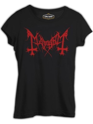 Lord T-Shirt Mayhem - Logo Kırmızı Siyah Kadın Tshirt