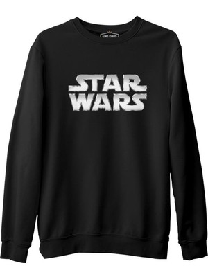 Lord T-Shirt Star Wars - Logo Metalik Siyah Erkek Kalın Sweatshirt