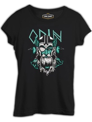 Lord T-Shirt Odin Viking With Raven Birds Siyah Kadın Tshirt