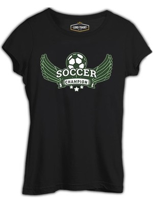 Lord T-Shirt Soccer Ball Champion Siyah Kadın Tshirt