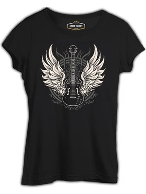 Lord T-Shirt Guitar And The Wings Siyah Kadın Tshirt