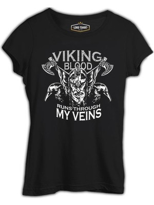Lord T-Shirt Viking Blood Crows And Axes Siyah Kadın Tshirt