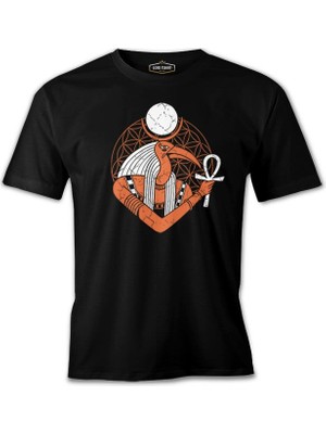 Egyptian God Thoth Illustration Siyah Erkek Tshirt