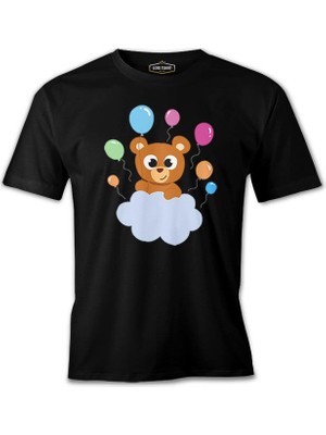 Lord T-Shirt Baby Birthday Bear With Balloons Siyah Erkek Tshirt