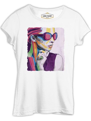 Lord T-Shirt A Woman Silhouette Made Out Of Shapes Beyaz Kadın Tshirt