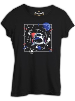 Lord T-Shirt Astronaut With A Geometric Space Background Siyah Kadın Tshirt