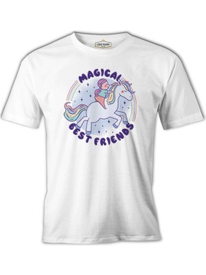 Magical Friends With Unicorn Beyaz Erkek Tshirt