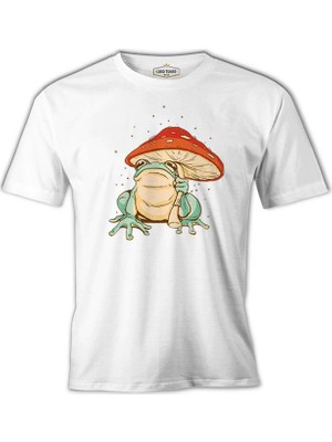 Lord T-Shirt A Frog With A Mushroom Umbrella Beyaz Erkek Tshirt