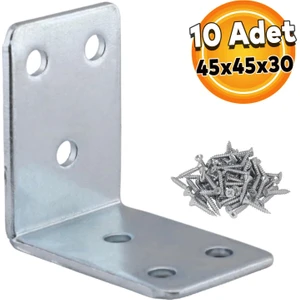 Mobilya Dolap Köşe Bağlantı Sabitleme L Demir Köşebent Gönye 45X45X30 mm (10 Adet)