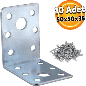 Mobilya Dolap Köşe Bağlantı Sabitleme L Demir Köşebent Gönye 50X50X35 mm (10 Adet)