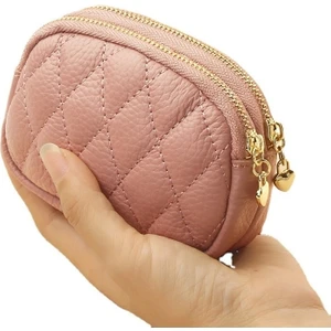 Bozuk Para Cüzdanı Kadın Üst Katman Inek Derisi Moda Eşkenar Dörtgen Nakış Anahtarlık Sikke Çift Fermuarlı Bozuk Para Cüzdanı Kadın (Yurt Dışından)