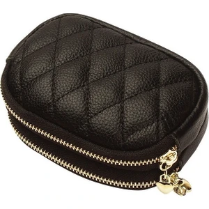 Bozuk Para Cüzdanı Kadın Üst Katman Inek Derisi Moda Eşkenar Dörtgen Nakış Anahtarlık Sikke Çift Fermuarlı Bozuk Para Cüzdanı Kadın (Yurt Dışından)