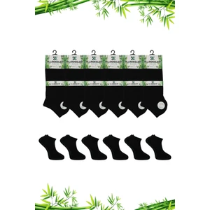 Kardeşler Çorap Erkek Bambu Patik Siyah Çorap Dikişsiz 6'lı Paket