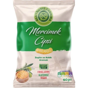 Glutensiz Fabrika Zeytin ve Kekik Aromalı Mercimek Cipsi 3 Paket (60 Gram)
