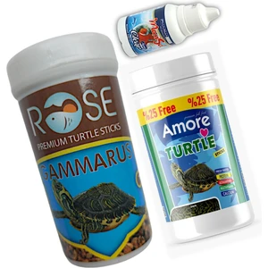 Gammarus 250 Ml, Turtle Sticks 125 ml Kaplumbağa Yemi ve Clear Berraklaştırıcı Rose
