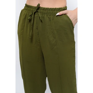 Sh Mağazacılık Ince Yazlık Kadın Yüksek Bel Rahat Salaş Pamuklu Slouchy Fit Basic Beli Lastikli Bilek Boy Pantolon