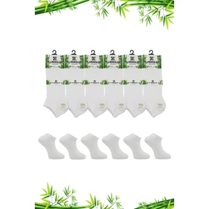 Kardeşler Çorap Bambu Erkek Patik Beyaz Çorap Dikişsiz 6'lı Paket