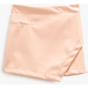 Mini Etek Deri Görünümlü Kruvaze Simetrik Kesim