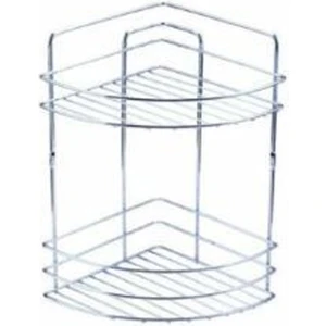 2 Katlı Krom Köşelik Süngerlik Banyo Duş Rafı