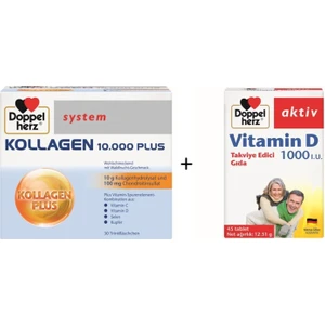 Kollagen 10000 Plus + Doppelherz Aktiv Vitamin D 1000  2'li Paket