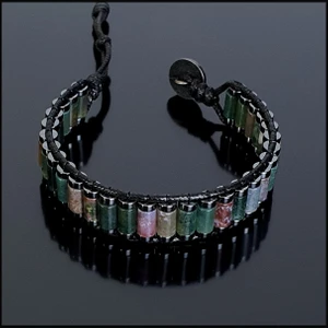Seven Art Jewelry Doğal Taş / Hint Akiği Silindir Bileklik / Kadın Bileklik / Erkek Bileklik