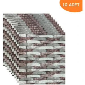Renkli Duvarlar 70X77CM(0,53M2)OFIS Dükkan Mağaza Kendinden Yapışkanlı Bordo Gri Taş Desen Duvar Kağıdı Paneli NW139